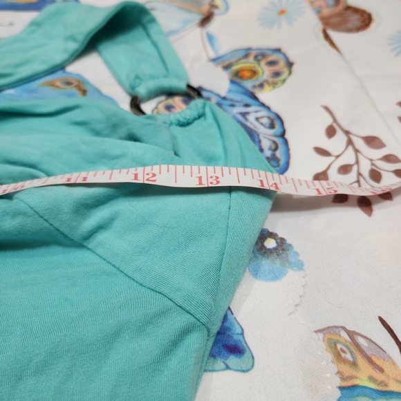 Y2K Womens Turquoise Twist Back Cowl Neck Tank Top Size Small - Picture 10 of 11
